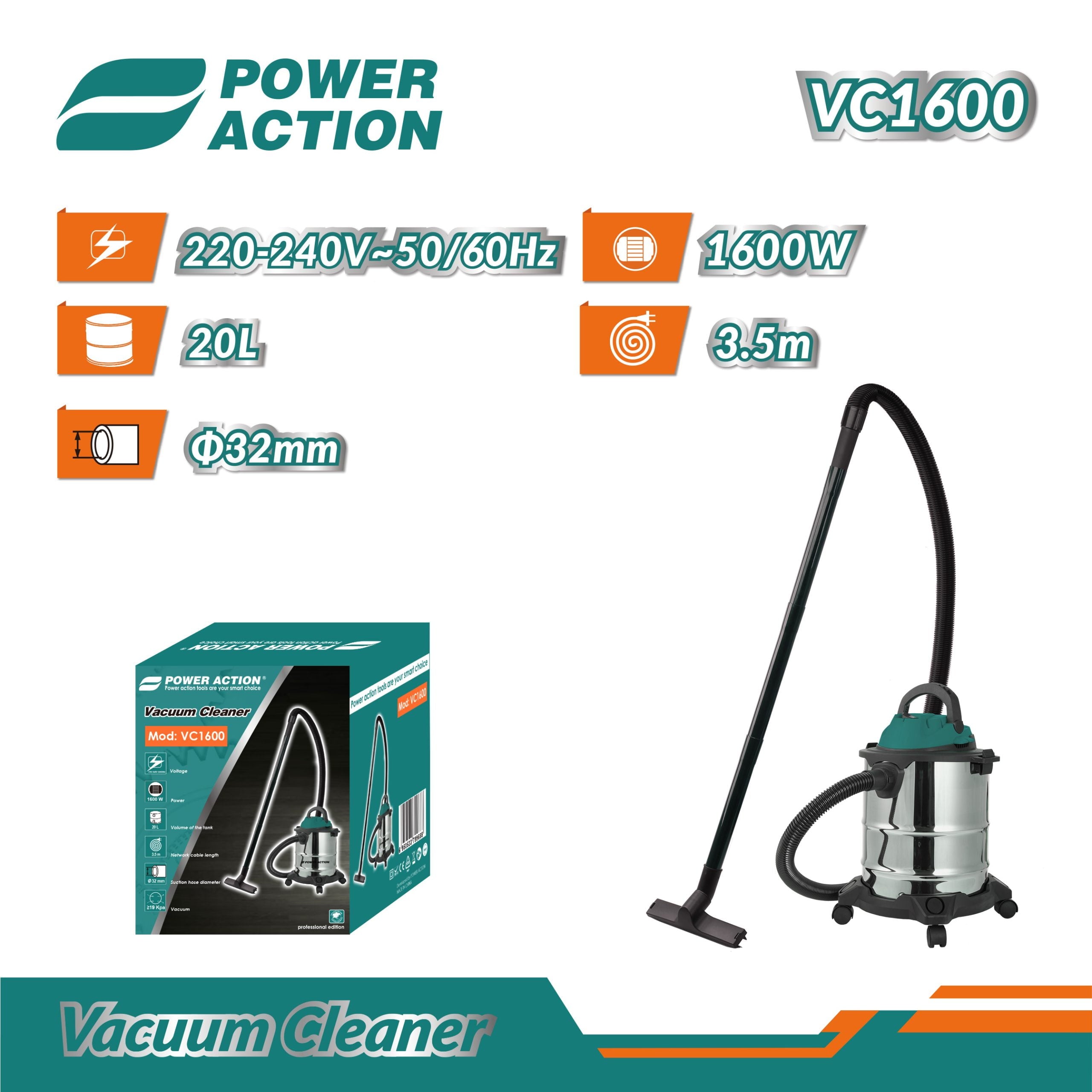 Power Action Vacuum Cleaner VC1600